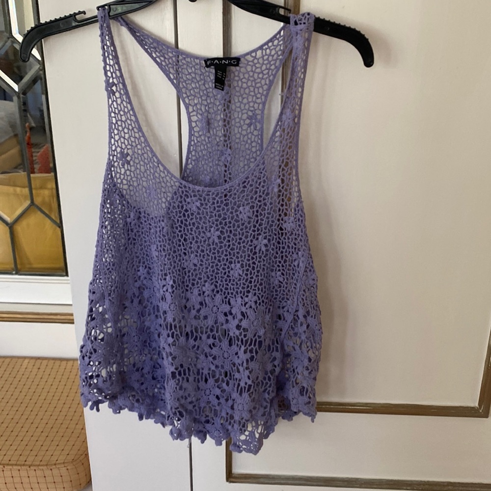 Crochet swing tank top in Lavender. Size Medium.